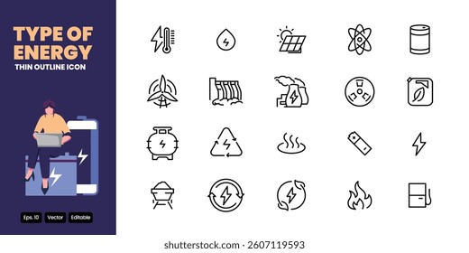 energy thin outline icon vector design good for web and mobile app
