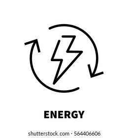 Energy thinking icon or logo in modern line style. High quality black outline pictogram for web site design and mobile apps. Vector illustration on a white background.