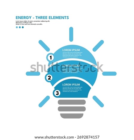 Energy three elements infographic template, light bulb illustration