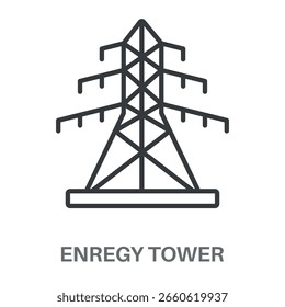 Icono del diseño de la torre de la energía, Inspiración simple del diseño del estilo para cualquier interfaz y propósito de los logotipos