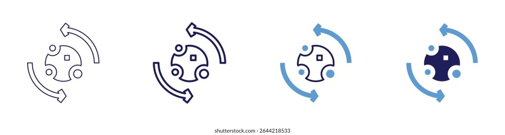 Energy transfer icon in 4 different styles. Thin Line, Line, Bold Line, Duotone. Duotone style. Editable stroke.