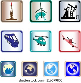 Energy and Transportation icons.