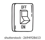 energy, turning off lights. Turn on and off the light switch retro vintage old icon doodle hand drawn. Outline line drawing clipart symbol. Vector illustration