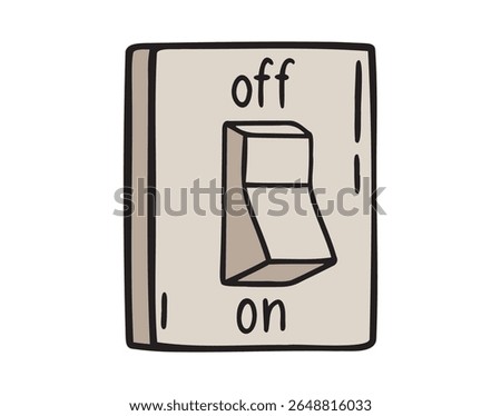 energy, turning off lights. Turn on and off the light switch retro vintage old icon doodle hand drawn. colorful cartoon drawing clipart symbol. Vector illustration