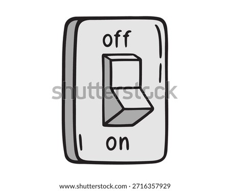 energy, turning off lights. Turn on and off the light switch retro vintage old icon doodle hand drawn. colorful cartoon drawing clipart symbol. Vector illustration