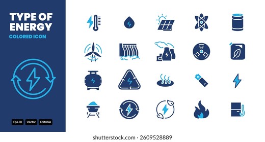 energy type related colored icon vector design good for web and mobile app