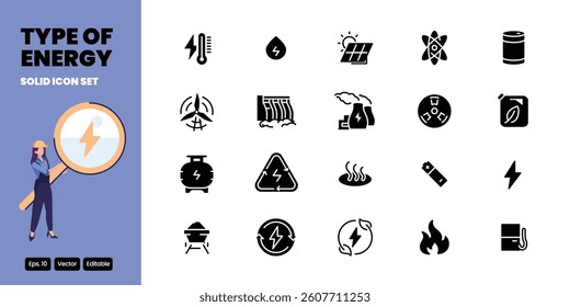 energy type related solid icon vector design good for web and mobile app