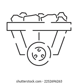 Energy types or sources and renewable energy or alternative line icon. Vector coal Trolley and Hydroelectric Power. Sustainable Electricity, Fuel. Windmill power, Coal mine and Hydroelectricity