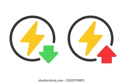 Symbolsatz für Energieverbrauch. Clipart-Bild einzeln auf weißem Hintergrund