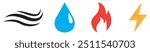 Energy and Utilities Vector Pack. Wind, Water, Gas, Electricity signs.