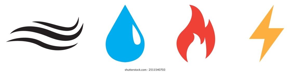 Pacote Vetor de Energia e Utilitários. Sinais de vento, água, gás, eletricidade.