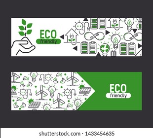 Energy vector electricity and earth eco power electrical bulbs energy of solar panels illustration backdrop industrial factory electric earthly technology background set banner