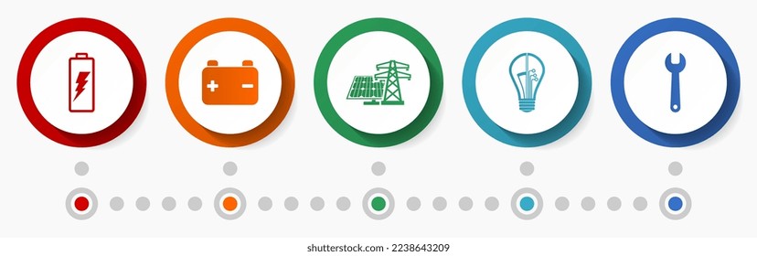 Energy Vektorsymbol-Set, elektrisch flache Webtasten, Infografik-Vorlage für die Industrie