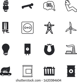 energy vector icon set such as: school, force, air, carbon, solar, cfl, wing, exhaust, barrel, percent, fluorescent, emission, art, loss, distribution, square, steroids, charging, ampere, glowing