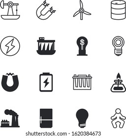 energy vector icon set such as: infographics, generator, steel, bolt, factory, bunsen, crude, exercise, indoors, nuclear, empty, muscle, auto, save, lifestyle, kitchen, hydroelectric, colorl, nozzle