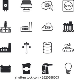 energy vector icon set such as: container, drill, full, latte, away, restaurant, dam, gasoline, derrick, glowing, extraction, breakfast, vectors, ocean, sustainability, emblem, temperature, connector