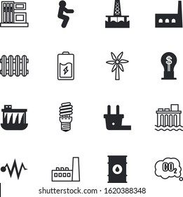 energy vector icon set such as: save, exhaust, saving, oilfield, training, crisis, image, pose, body, worker, lifestyle, button, spill, cord, container, crude, plug, accumulator, invention, drilling