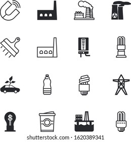 energy vector icon set such as: attraction, marketing, turbine, latte, motor, sports, household, convenience, success, coffe, charging, silhouette, ecological, installation, simple, mobile, mug