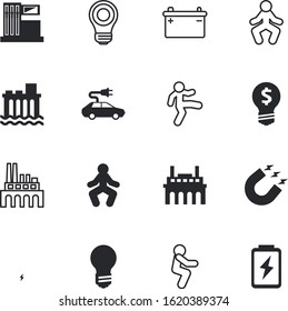 energy vector icon set such as: petrol, tree, worker, water, physics, dam, automotive, school, panel, resources, empty, contemporary, attraction, hydroelectric, alkaline, refill, wind, low, cell