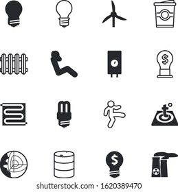 energy vector icon set such as: simple, building, fresh, crude, thermal, earthquake, drop, takeaway, away, generator, rotation, diesel, crisis, nuclear, warming, spill, price, room, diagram, mug