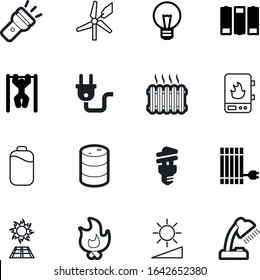 energy vector icon set such as: fill, camp, image, drum, cord, temperature, people, wood, bar, cable, gasoline, charger, windmill, conservation, male, climate, alkaline, burn, farm, vintage