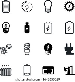 energy vector icon set such as: resource, food, strength, cell, charger, radiator, money, calcium, machine, fill, platform, generator, finance, tower, adapter, interface, a, panel, winter 
