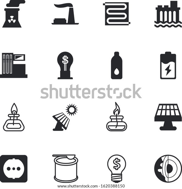 energy vector icon set such as: education,\
connection, protein, core, petroleum, template, adapter, diagram,\
container, resources, car, heating, food, cable, low, accumulator,\
hydroelectric