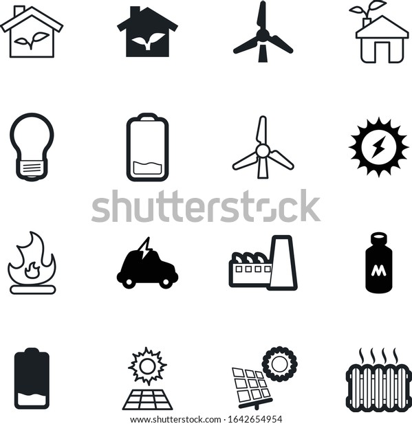 energy vector icon set such as: health, bulb,\
cable, metal, burn, motor, car, campfire, entertainment, idea,\
bolt, hot, electrical, wood, flame, cold, radiator, refinery, fill,\
stroke, economy