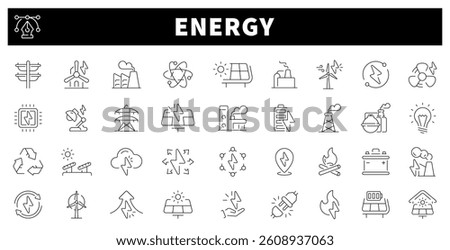 Energy vector icons. Energy icon set. Power, renewable, ecology, electricity, energy related icon set.
