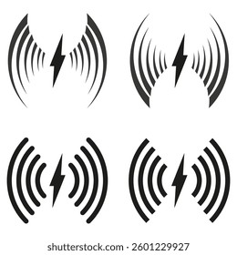 Energy waves. Lightning symbol. Abstract signal. Vector illustration.