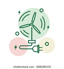 energy windmill green line style