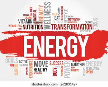 ENERGY word cloud, fitness, sport, health concept