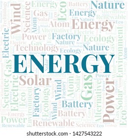 Energy word cloud. Wordcloud made with text only.