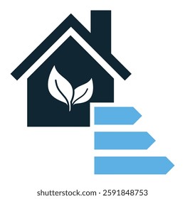 energy-efficient home icon vector symbolizing sustainability, eco-friendly living, and smart energy use. Perfect for green building, renewable energy, and environmental