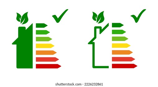 Energy-efficient house, the concept of energy efficiency vector set