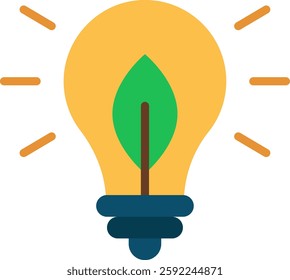 Energy-Efficient Light Bulb Vector for Sustainable Living. LED lighting illustration, eco-friendly electricity, power-saving concept. Flat icon