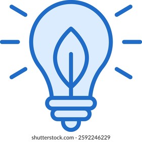 Energy-Efficient Light Bulb Vector for Sustainable Living. LED lighting illustration, eco-friendly electricity, power-saving concept. Solid line icon