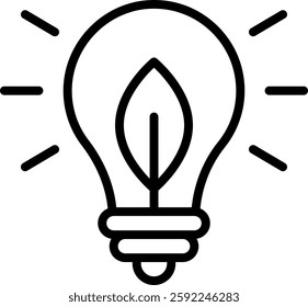 Energy-Efficient Light Bulb Vector for Sustainable Living. LED lighting illustration, eco-friendly electricity, power-saving concept. Outline icon