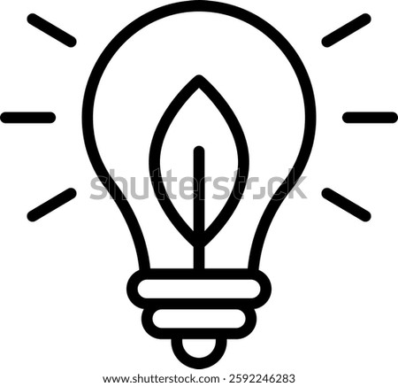 Energy-Efficient Light Bulb Vector for Sustainable Living. LED lighting illustration, eco-friendly electricity, power-saving concept. Outline icon