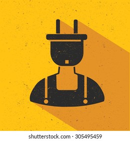 Energy,plug flat design,yellow version,vector