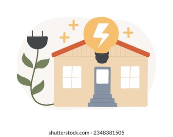 Energy-plus house isolated concept vector illustration. Zero-energy building, low energy passive house, construction industry, efficiency-plus home, renewable energy sources vector concept.