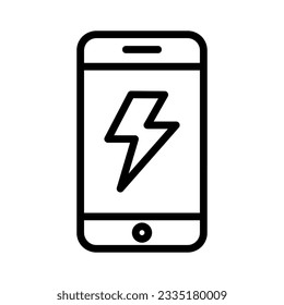 Energy-related icons on mobile phones, useful as symbols of energy use. Editable black outline vector illustration.