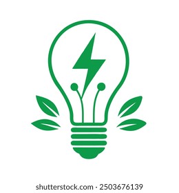 Energy-saving bulb icon logo vector art for environmental and efficiency design projects.