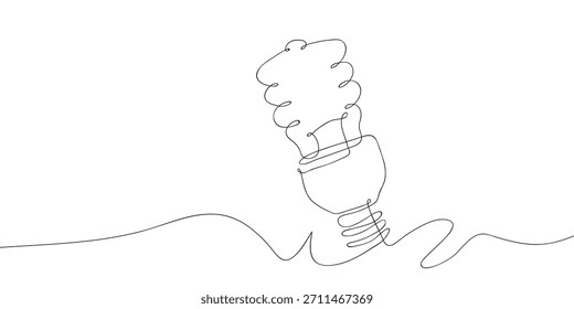 Energy-saving light bulbs in one continuous line simple linear style. Doodle vector illustration.