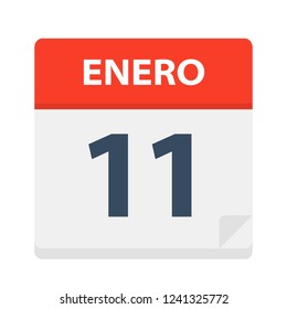 Enero 11 - Calendar Icon - January 11 - Vector Illustration