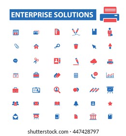 enerprise solutions, business ideas, growth, profit, wealth, finance, strategy, commerce, rich people, meeting, startup, digital company, conference icons, signs vector concept