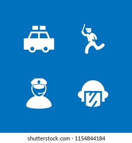 enforcement icon. 4 enforcement set with policeman, patrol and swat vector icons for web and mobile app
