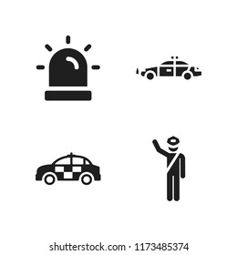 enforcement icon. 4 enforcement vector icons set. police car, siren and police icons for web and design about enforcement theme