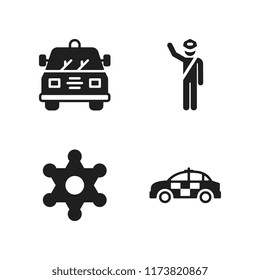 enforcement icon. 4 enforcement vector icons set. police, sheriff and police car icons for web and design about enforcement theme