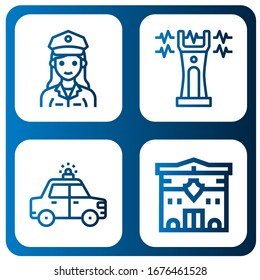 enforcement simple icons set. Contains such icons as Police officer, Stun gun, Police car, Police station, can be used for web, mobile and logo